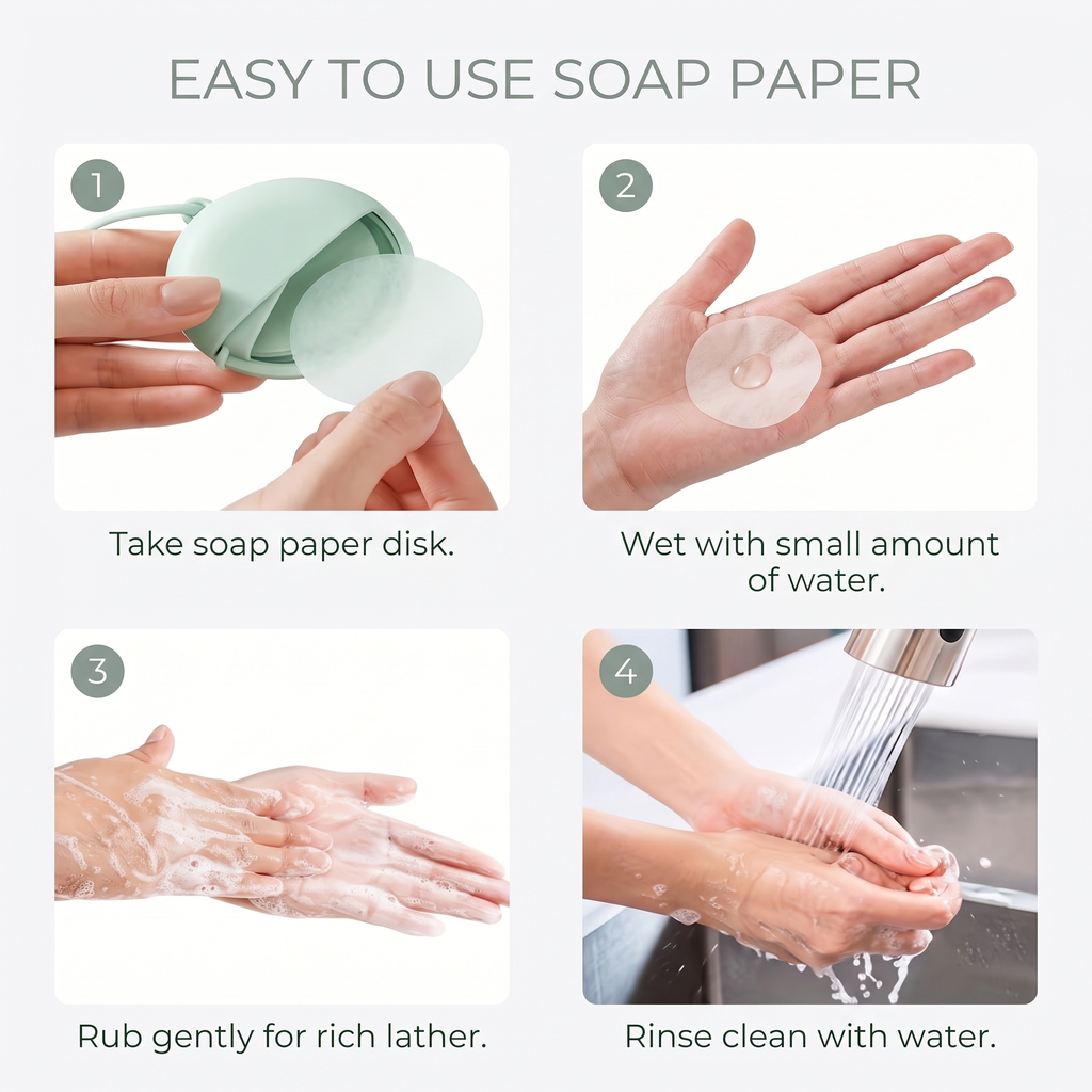 Portable Hand Soap Sheets, 50 Pack with Travel Case