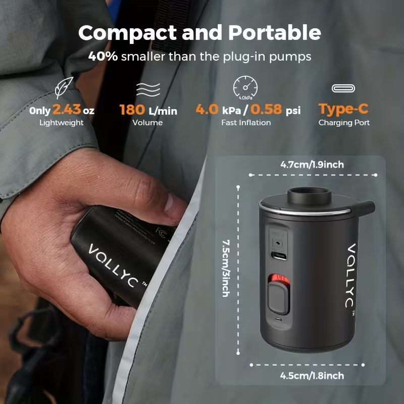 Rechargeable Mini Air Pump, Inflates and Deflates