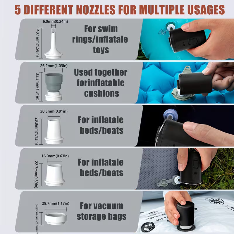 Rechargeable Mini Air Pump, Inflates and Deflates